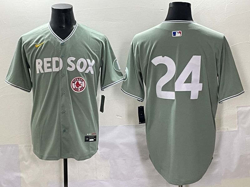 Men 2025 Boston Red Sox #24 No Name Light Green Joint Name Nike MLB Jersey style 10->boston red sox->MLB Jersey
